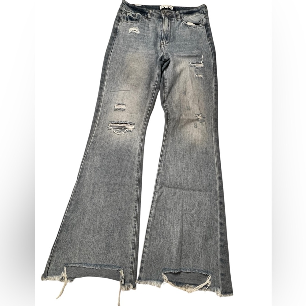 Almost Famous Distressed Denim 100% Cotton Flare  Jeans Size 5